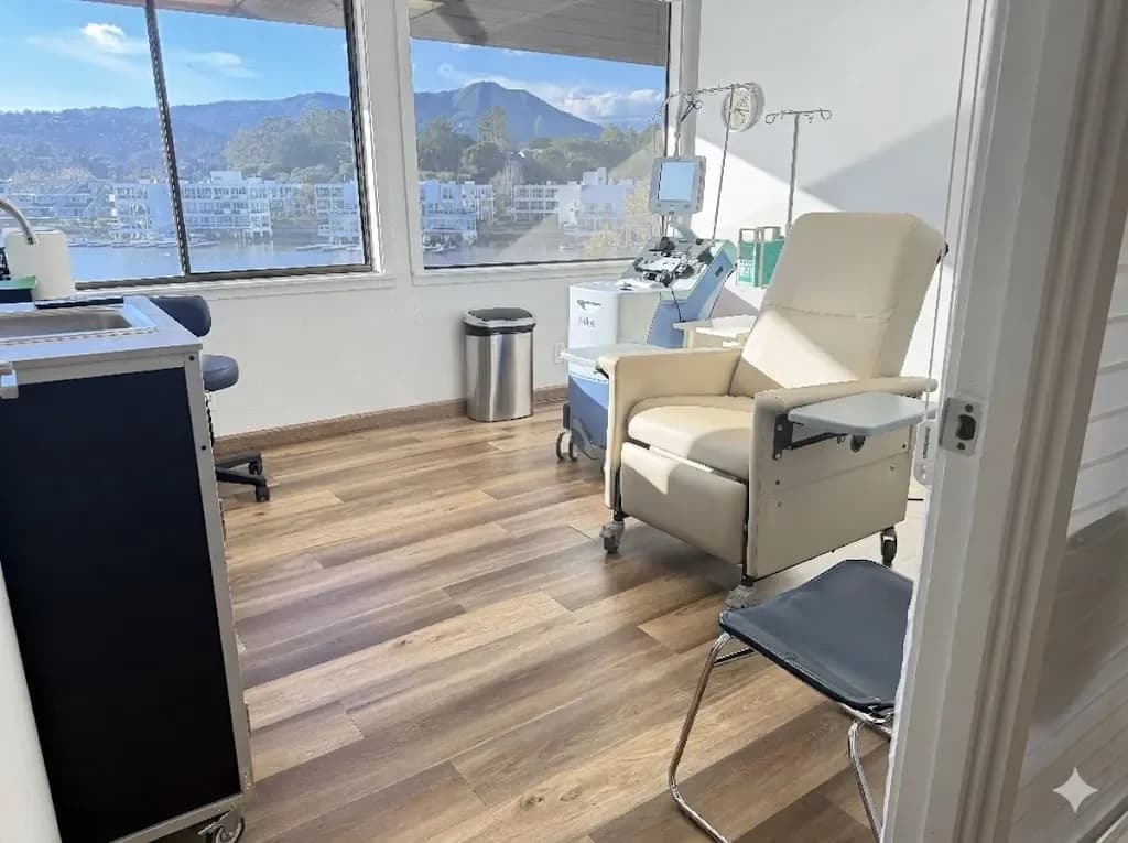 Global Apheresis treatment room in Mill Valley, California
